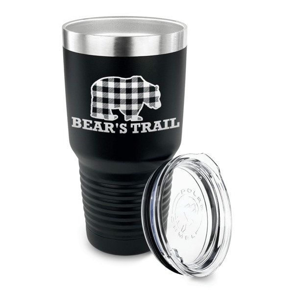 Custom Design - 30 oz Stainless Steel Ringneck Tumblers - Black - LID OFF