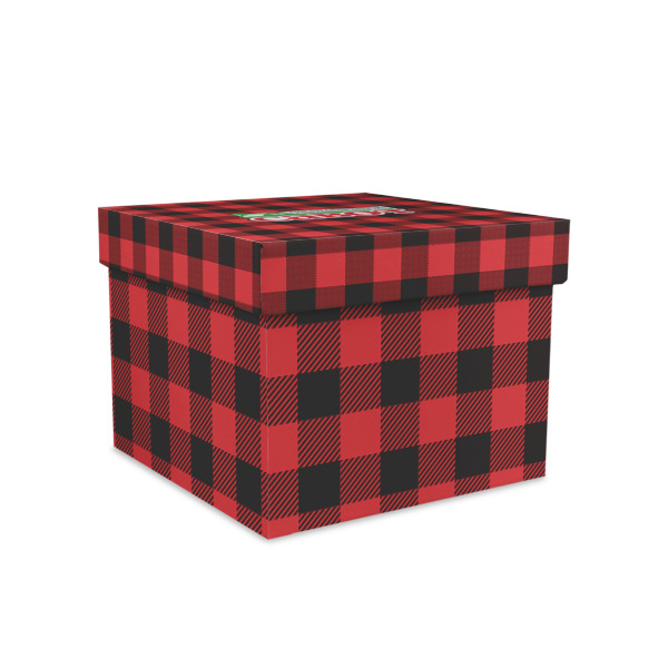 Custom Lumberjack Plaid Gift Box with Lid - Canvas Wrapped - Medium (Personalized)