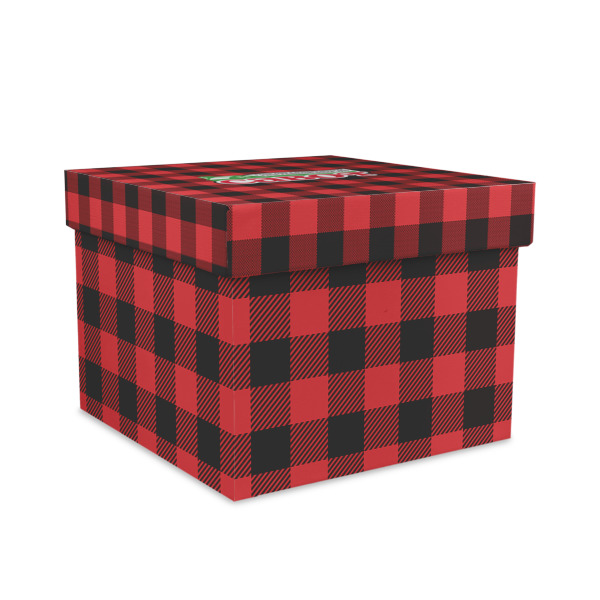 Custom Lumberjack Plaid Gift Box with Lid - Canvas Wrapped - Large (Personalized)