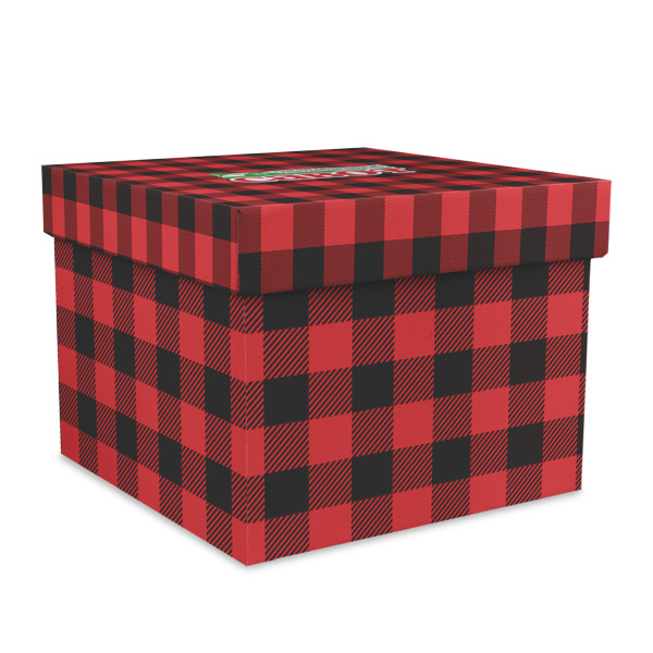 Custom Lumberjack Plaid Gift Box with Lid - Canvas Wrapped - X-Large (Personalized)