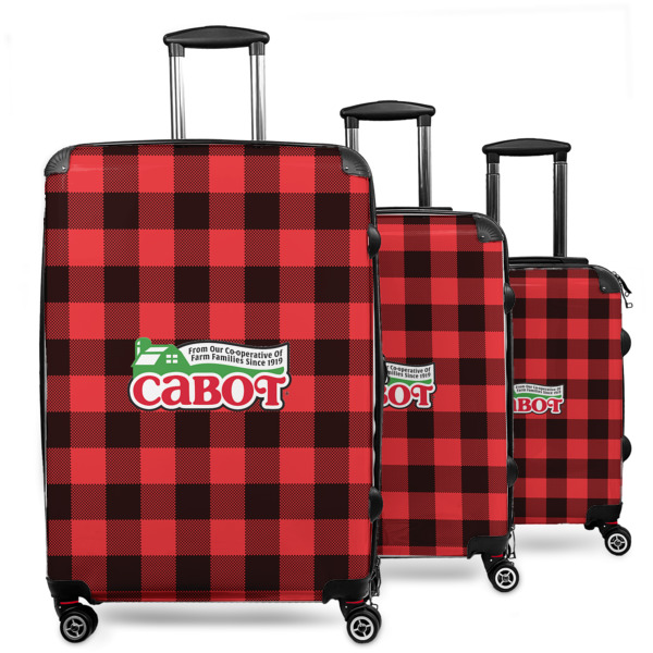 Custom Lumberjack Plaid 3 Piece Luggage Set - 20" Carry On, 24" Medium Checked, 28" Large Checked (Personalized)