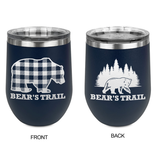 Custom Design - Stainless Wine Tumblers - Navy - Double Sided - Approval