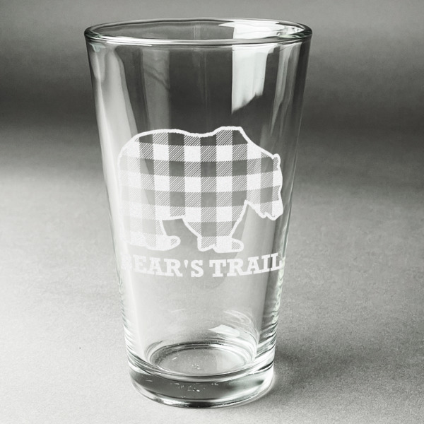 Custom Lumberjack Plaid Pint Glass - Engraved (Personalized)