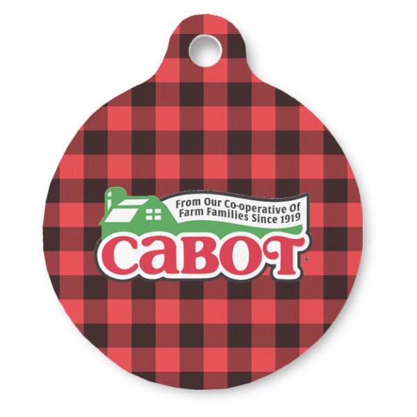 Custom Lumberjack Plaid Round Pet ID Tag (Personalized)