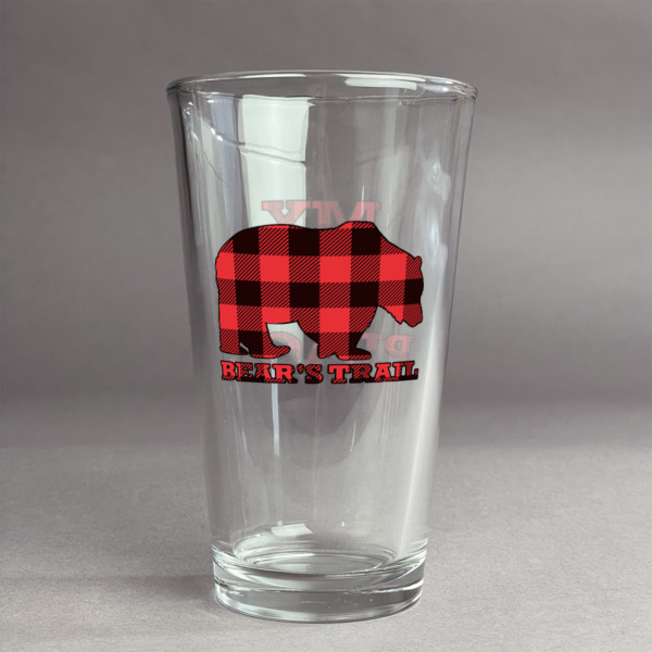 Custom Lumberjack Plaid Pint Glass - Full Color Logo (Personalized)
