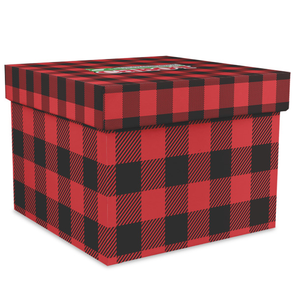 Custom Lumberjack Plaid Gift Box with Lid - Canvas Wrapped - XX-Large (Personalized)