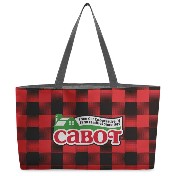 Custom Lumberjack Plaid Beach Totes Bag - w/ Black Handles (Personalized)