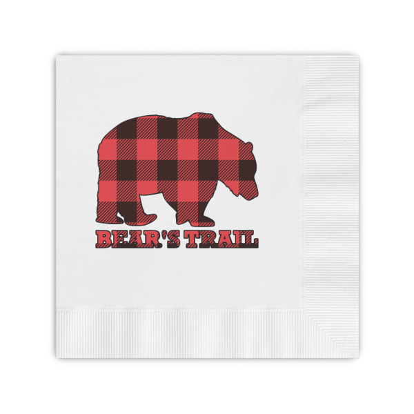 Custom Lumberjack Plaid Coined Cocktail Napkins (Personalized)