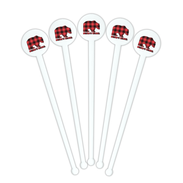 Custom Design - White Plastic 7" Stir Stick - Round - Fan View