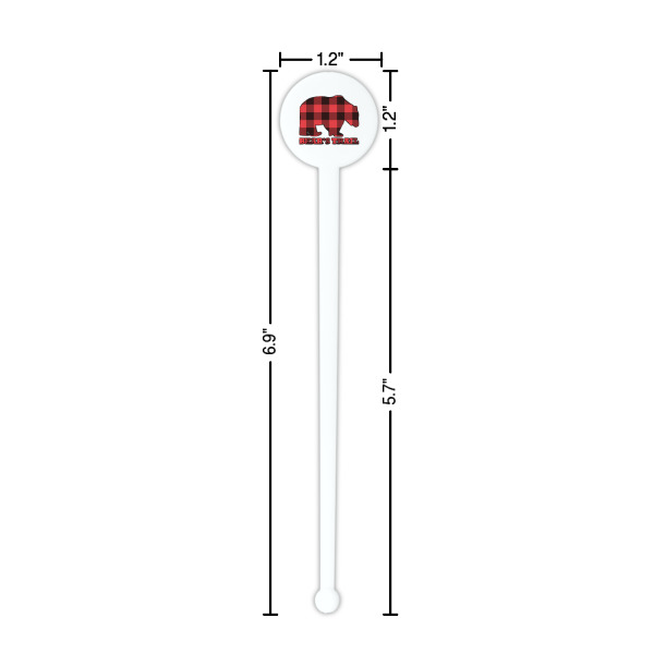 Custom Design - White Plastic 7" Stir Stick - Round - Dimensions