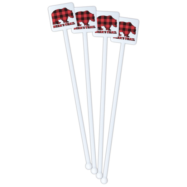 Custom Design - White Plastic Stir Stick - Single Sided - Square - Fan