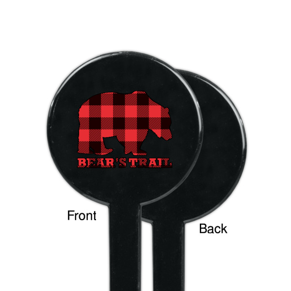 Custom Design - Black Plastic 7" Stir Stick - Single Sided - Round - Front & Back