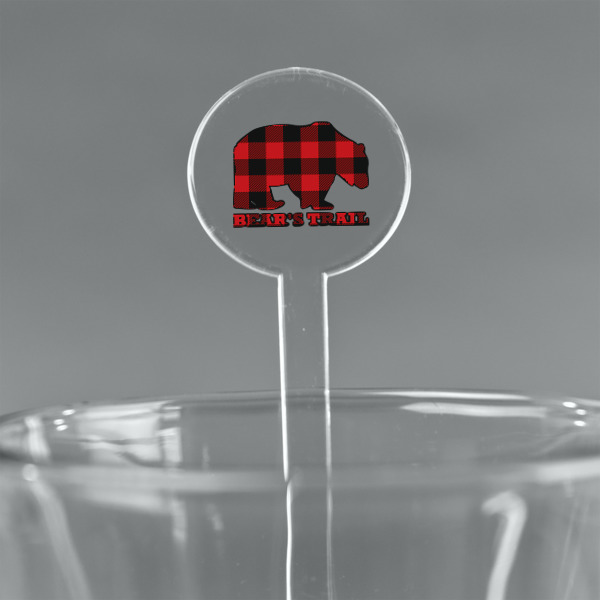 Custom Lumberjack Plaid 7" Round Plastic Stir Sticks - Clear (Personalized)