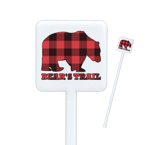 Custom Lumberjack Plaid Square Plastic Stir Sticks (Personalized)