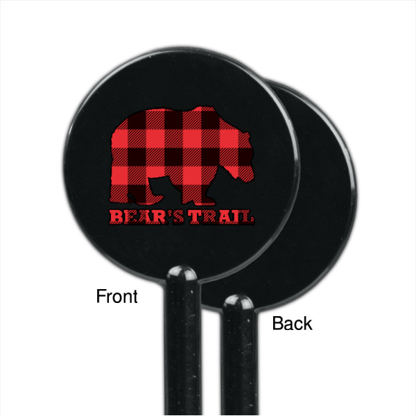 Custom Design - Black Plastic 5.5" Stir Stick - Single Sided - Round - Front & Back