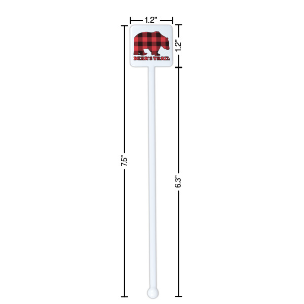 Custom Design - White Plastic Stir Stick - Square - Dimensions