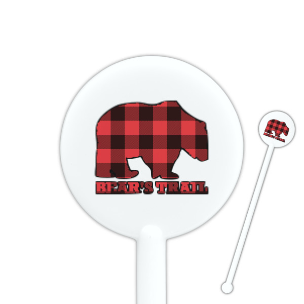 Custom Lumberjack Plaid 5.5" Round Plastic Stir Sticks - White - Single Sided (Personalized)