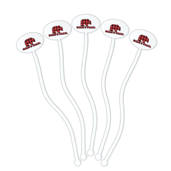 Custom Design - White Plastic 7" Stir Stick - Oval - Fan