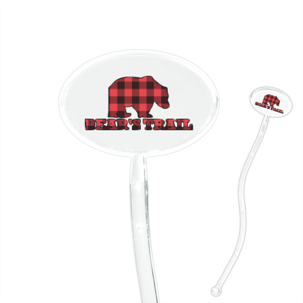 Custom Lumberjack Plaid 7" Oval Plastic Stir Sticks - Clear (Personalized)