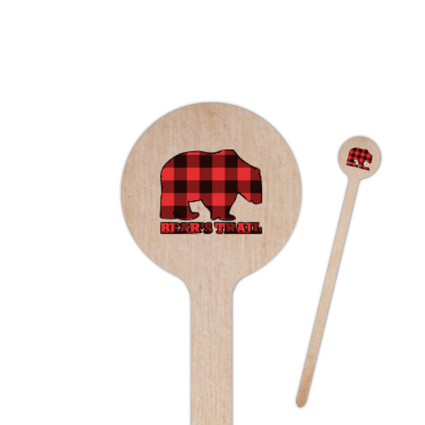 Custom Lumberjack Plaid 7.5" Round Wooden Stir Sticks - Single Sided (Personalized)