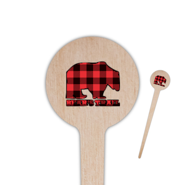 Custom Lumberjack Plaid 4" Round Wooden Food Picks - Double Sided (Personalized)