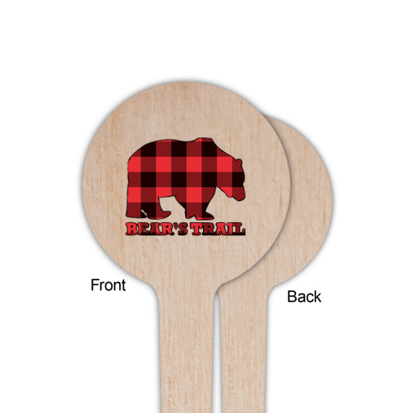 Custom Design - Wooden 4" Food Pick - Round - Single Sided - Front & Back