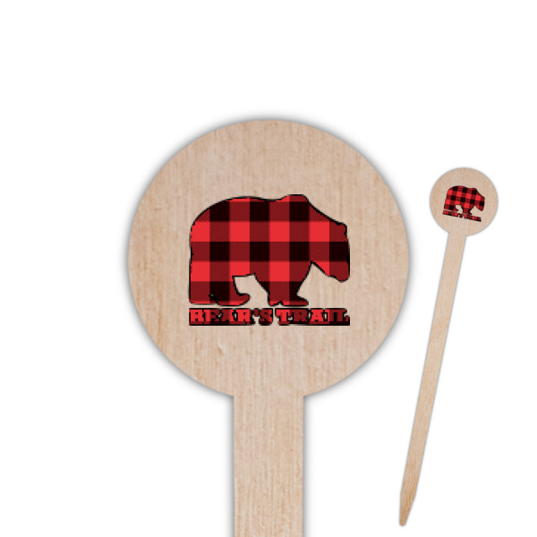 Custom Lumberjack Plaid Round Wooden Food Picks (Personalized)