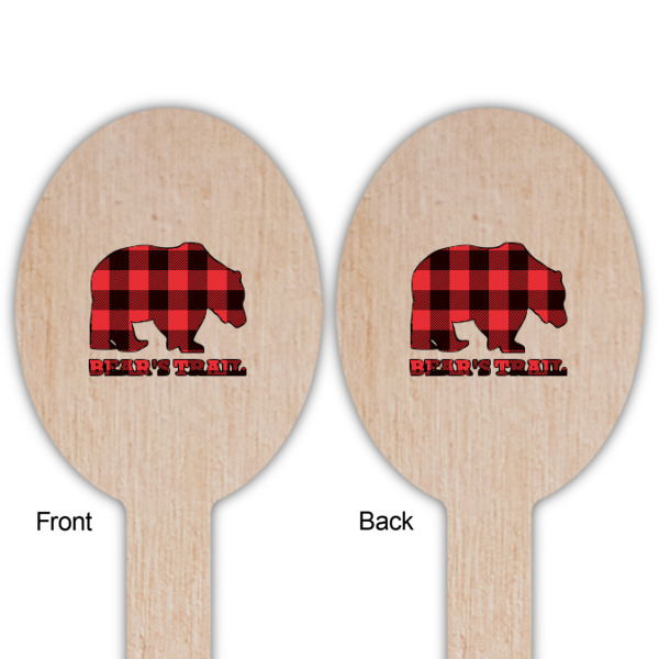 Custom Design - Wooden Food Pick - Oval - Double Sided - Front & Back
