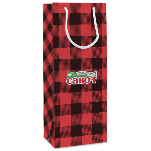 Custom Lumberjack Plaid Wine Gift Bags - Matte (Personalized)