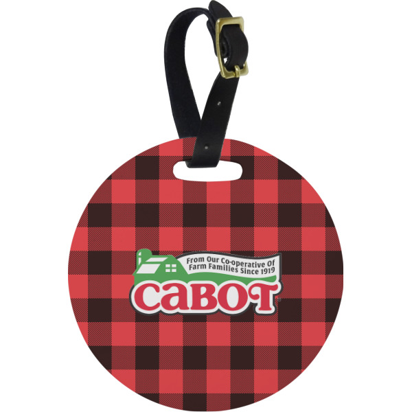 Custom Lumberjack Plaid Plastic Luggage Tag - Round (Personalized)