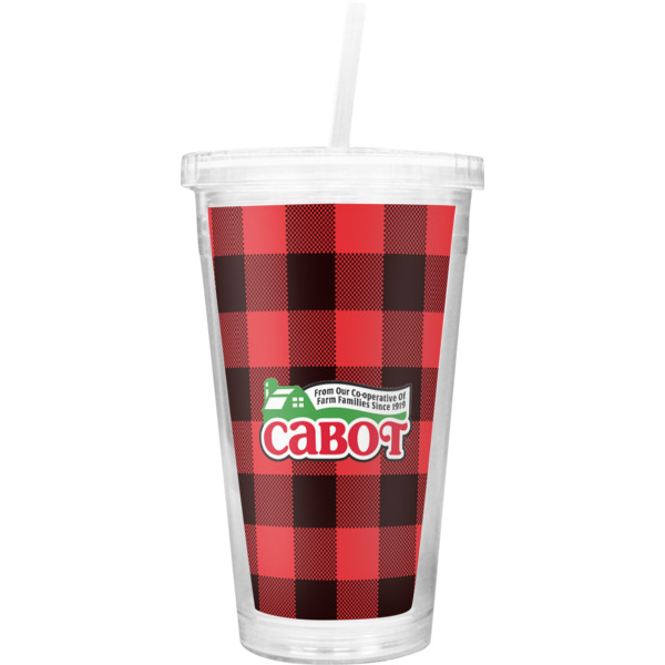 Custom Lumberjack Plaid Double Wall Tumbler with Straw (Personalized)