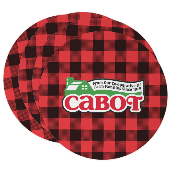 Custom Lumberjack Plaid Round Paper Coasters w/ Name or Text