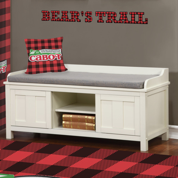 Custom Design - Wall Name Decal Above Storage bench