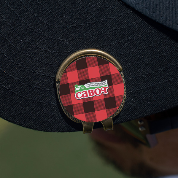 Custom Design - Golf Ball Marker Hat Clip - Gold - On Hat