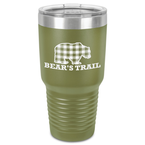 Custom Lumberjack Plaid 30 oz Stainless Steel Tumbler - Olive - Single-Sided (Personalized)