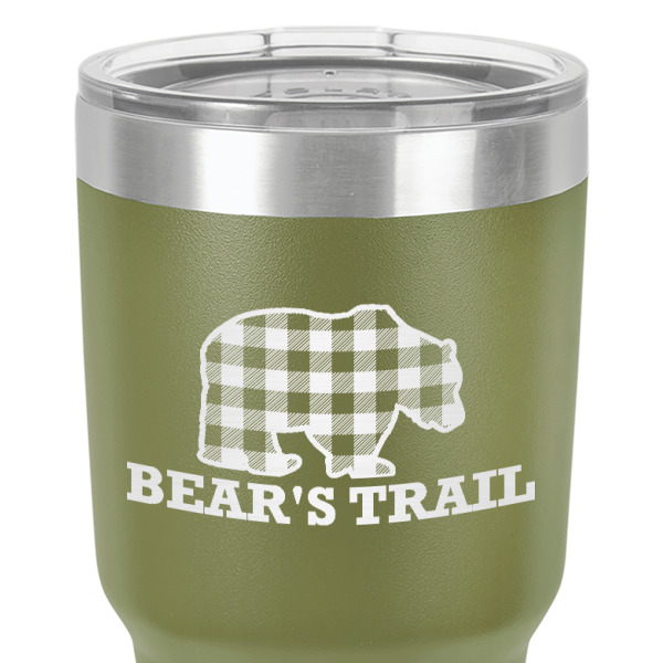 Custom Design - 30 oz Stainless Steel Ringneck Tumbler - Olive - Close Up