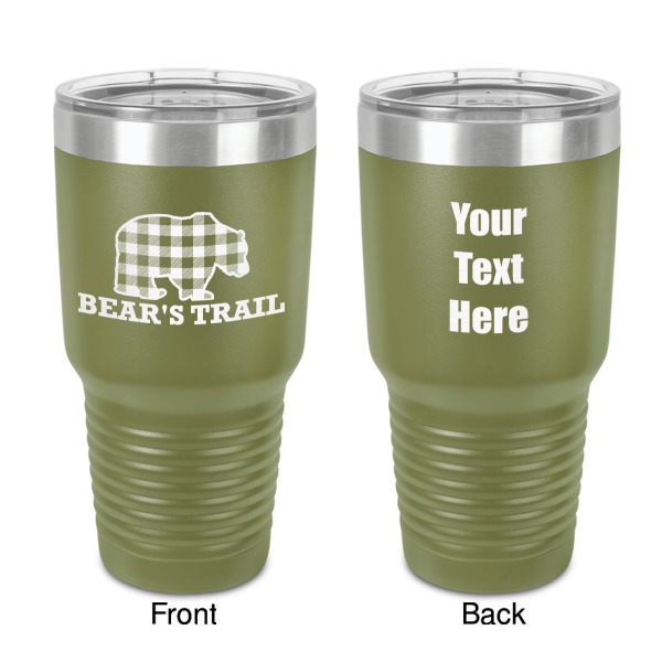 Custom Lumberjack Plaid 30 oz Stainless Steel Tumbler - Olive - Double-Sided (Personalized)
