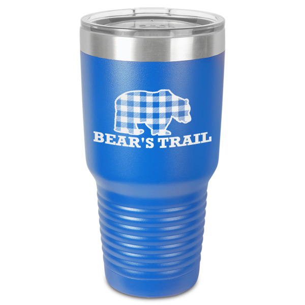 Custom Lumberjack Plaid 30 oz Stainless Steel Tumbler - Royal Blue - Single-Sided (Personalized)