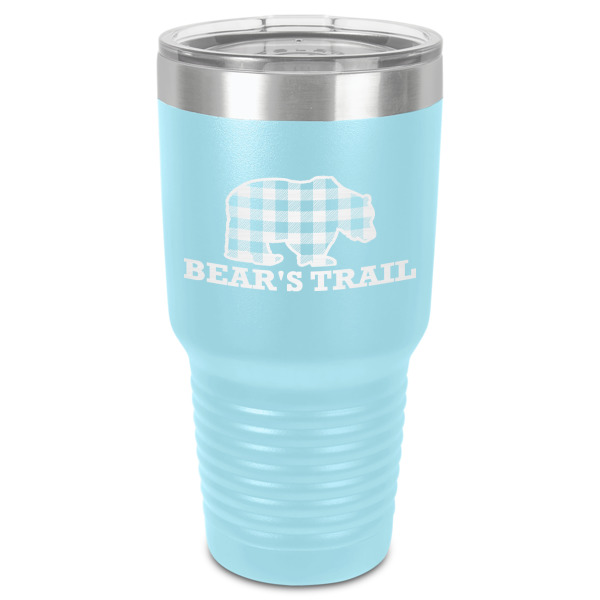 Custom Lumberjack Plaid 30 oz Stainless Steel Tumbler - Teal - Single-Sided (Personalized)
