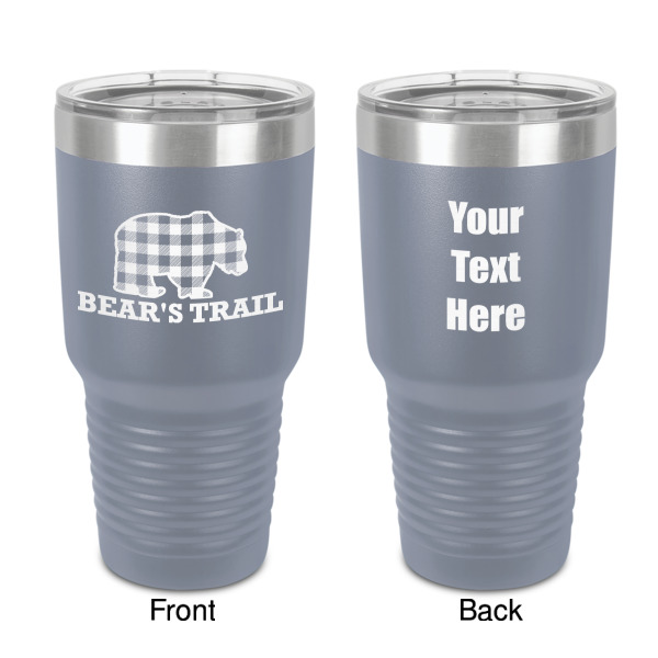 Custom Lumberjack Plaid 30 oz Stainless Steel Tumbler - Grey - Double-Sided (Personalized)