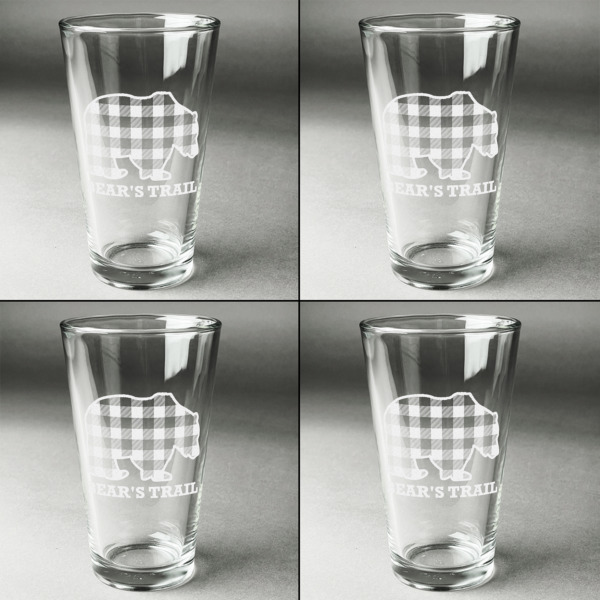 Custom Design - Set of Four Engraved Beer Glasses - Individual View