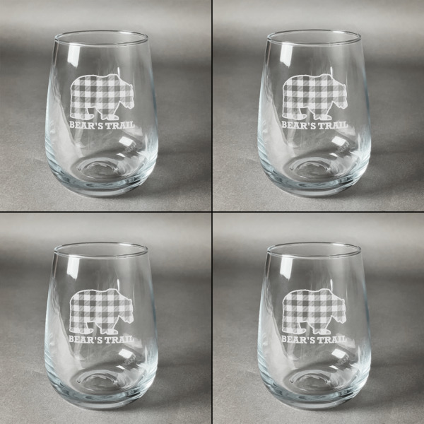 Custom Design - Set of Four Personalized Stemless Wineglasses (Approval)