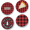 Lumberjack Plaid Set of 4 Glass Appetizer / Dessert Plate 8" (Personalized)