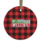 Lumberjack Plaid Flat Glass Ornament - Round w/ Name or Text