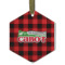 Lumberjack Plaid Flat Glass Ornament - Hexagon w/ Name or Text