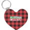 Lumberjack Plaid Heart Plastic Keychain w/ Name or Text