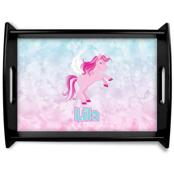 Custom Design Your Own Black Wooden Tray - Large