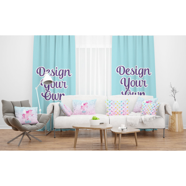 Custom Design - Sheer and Custom Curtains in Room with Matching Pillows