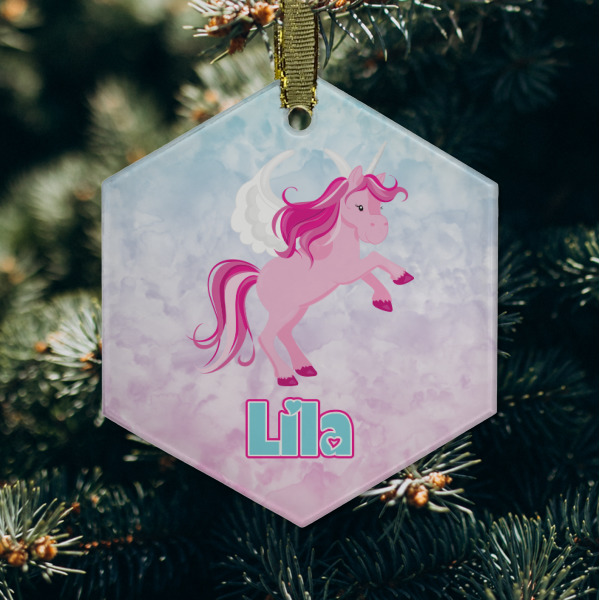 Custom Design - Frosted Glass Ornament - Hexagon (Lifestyle)