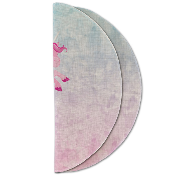 Custom Design - Round Linen Placemats - HALF FOLDED (double sided)